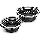 HexClad 2-Piece Steamer Basket Set, Heat-Safe to 425&ordm;F, Dishwasher Safe | For Steaming and Draining, Fits HexClad's 3 and 8Qt Pots, Space-Saving Design, Non-Slip Handles, Silicone and Stainless Steel