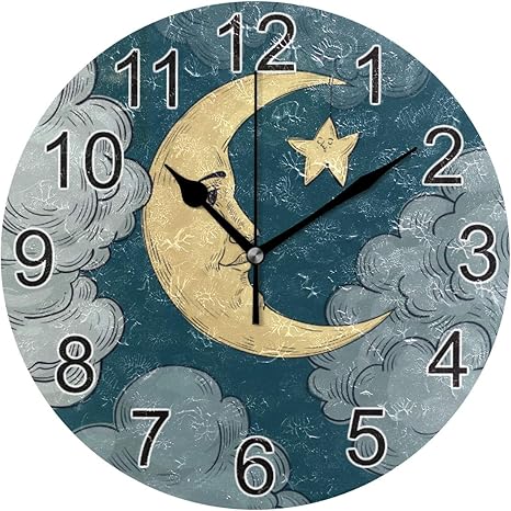 Amazon Co Jp 漫画の月 掛け時計 おしゃれ 置き時計 壁掛け時計 サイレント 連続秒針 北欧クラシック 人気 インテリア 部屋装飾 ホーム キッチン