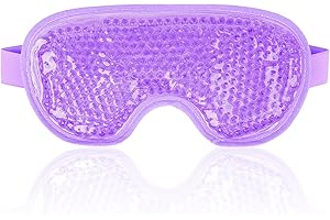 NEWGO Cooling Gel Eye Mask - Reusable Cold Pack for Puffy Eyes, Dark Circles, Migraine, Stress Relief - Purple With Soft Plush Backing