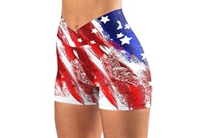 JOAU Womens Workout Yoga Shorts USA Flag 4th of July Patriotic Shorts Buttery Soft Stretch Cheerleader Shorts
