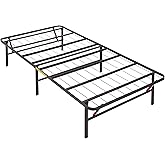 Amazon Basics Foldable Metal Platform Bed Frame with Tool-Free Setup, 14 Inches High, Storage Space, Sturdy Steel Frame, No Box Spring Needed, Twin XL, Black