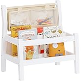 Spirich Montessori Kids Bookshelf - Front-Facing Children’s Book Display with Storage Pouch, White Wood Floor Bookcase for Nursery & Playroom