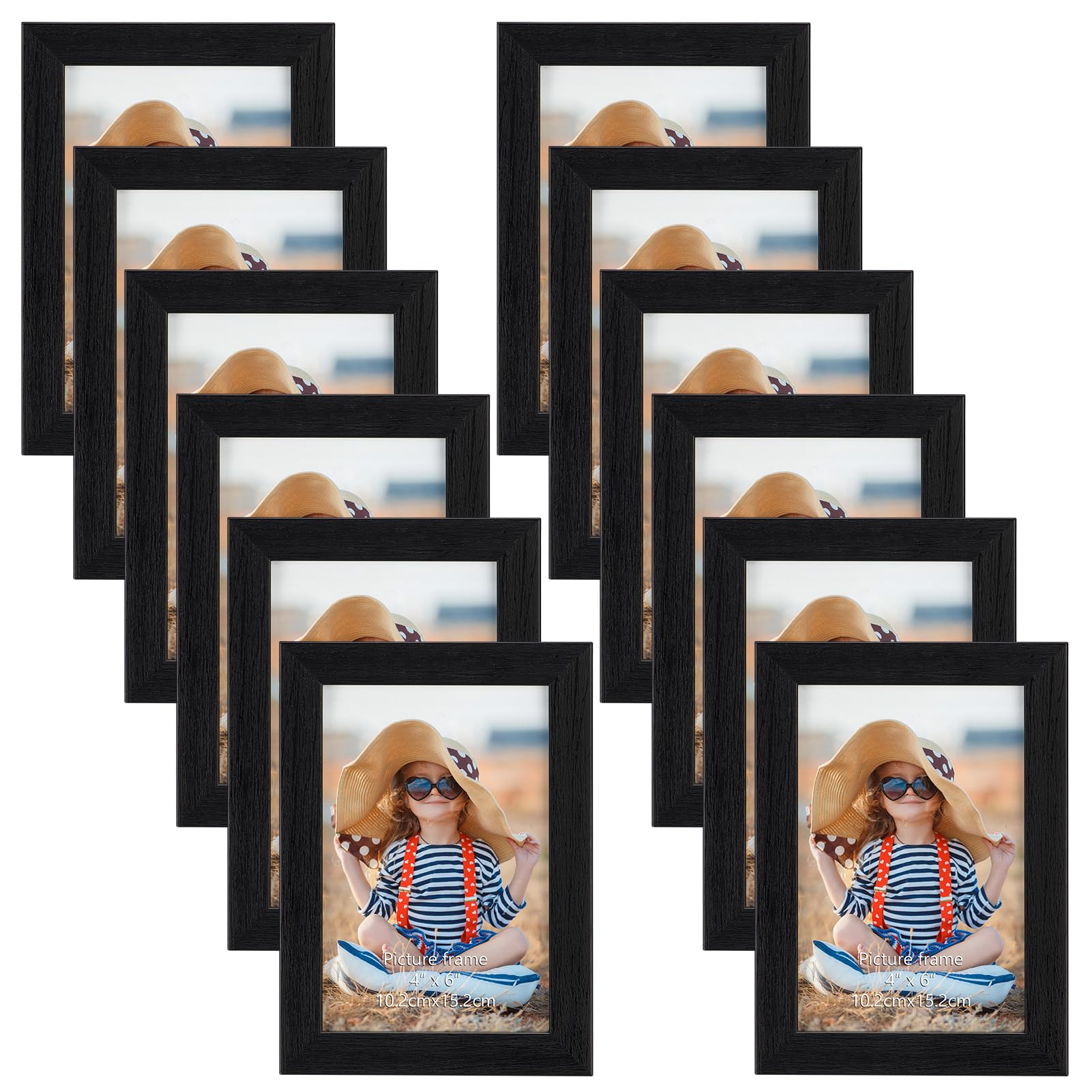 EXYGLO Black 6x4 Photo Frames Set of 12, Multiple Picture Frames 6x4, 4x6 Photo Frame for Wall & Tabletop Display — image 1