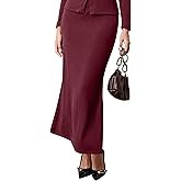 EELOTILE Women's Wool Blend Bodycon Fishtail Long Skirt High Waist with Elastic