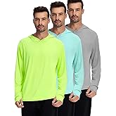 1 or 3 Pack Men's UPF 50+ Fishing Shirts Long Sleeve UV Sun Protection Hoodie Hiking Rash Guard Fishing Outdoor Running