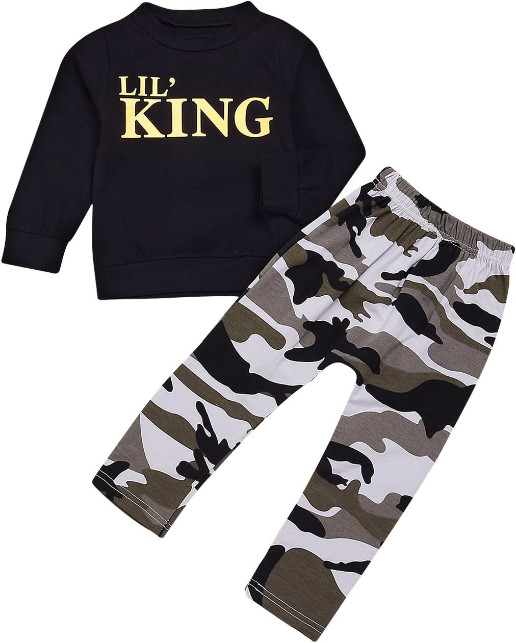 Toddler Baby Boys Letters T-Shirt Tops & Camouflage Pants Tracksuit Outfits Set