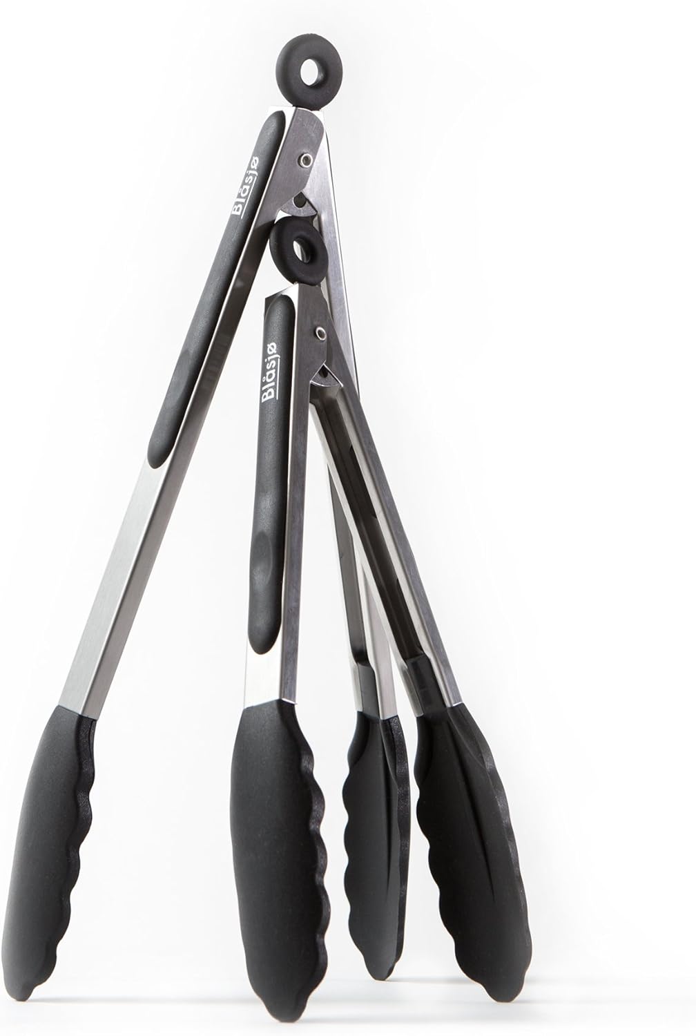 Blåsjø Premium Kitchen Silicone Tongs Pack of 2, 9" and 12" Nonslip, Stainless Steel Handle