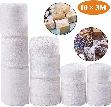 Regali Di Natale Fai Da Te Cucito.Nastro Di Pizzo Bianco Vintage Floreale In Pizzo Per Sposa Matrimoni Regali Di Natale Decorazioni Fai Da Te Cucito Nastro In Pizzo Su Un Rotolo Smerlato 10 Rotoli X 3 M Amazon It