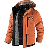 LEDUNTINO Men's Winter Skiing Jacket Water-Resistant Fleece-Lined Casual Coat Composite Outdoor Apparel with Hood