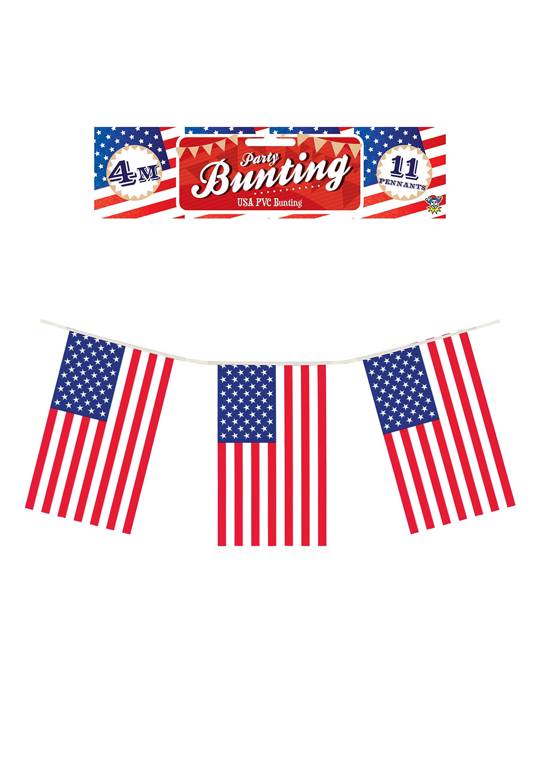 Henbrandt USA Rectangular Party Bunting 4m Celebration Bunting United States USA American Party Decorations with 11 Flags Garland Pub BBQ Decoration