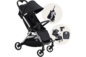 Colugo The One Stroller - Lightweight Easy Fold Compact Toddler and Baby Stroller for Travel, Large Storage Basket, One Hand Fold, Includes Raincover, Bumper Bar, Cupholder (Black)