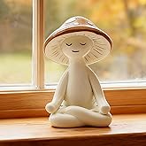 DearKeeps Meditation Mushroom Resin Statues – Cute Yoga Mushroom Figurines for Desk, Home, Office & Garden Decor – Zen Resin Sculptures for Living Room, Patio, Tabletop & Backyard Decoration (1 Pack)