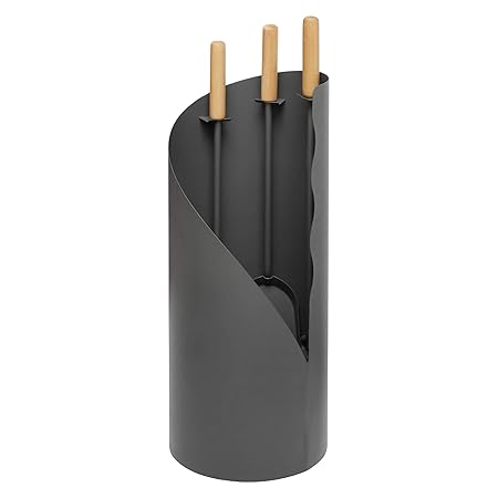 raik R1000 Kaminbesteck, 3-teilig, anthrazit, Holzgriffe, 64 cm