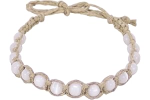 BlueRica Hemp Anklet with Cat's Eye Beads