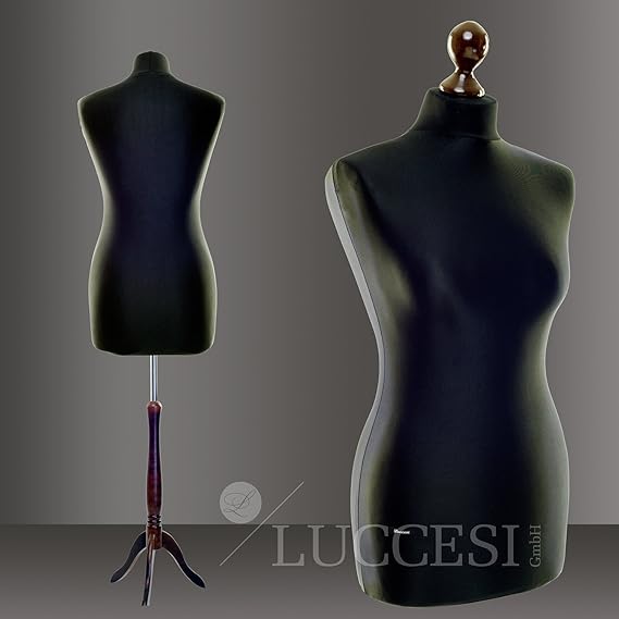 LUSORIA Schneiderpuppe Weiblich Größe XL 42/44 - Beige Mit Schwarzem Standfuß, Höhenverstellbar