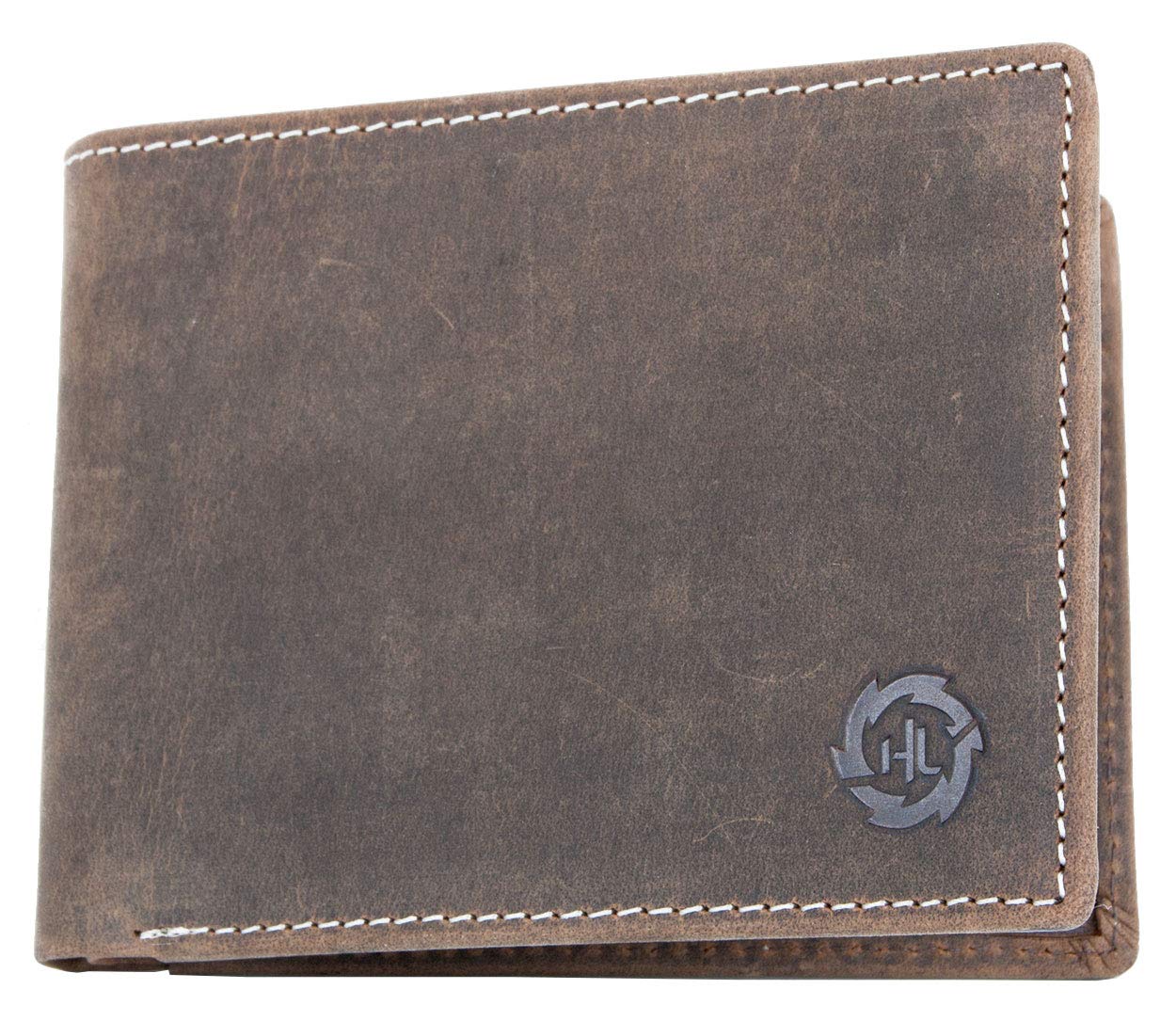 Strong Simple But Smart Designed Bi-fold Brown Genuine Leather Wallet HL