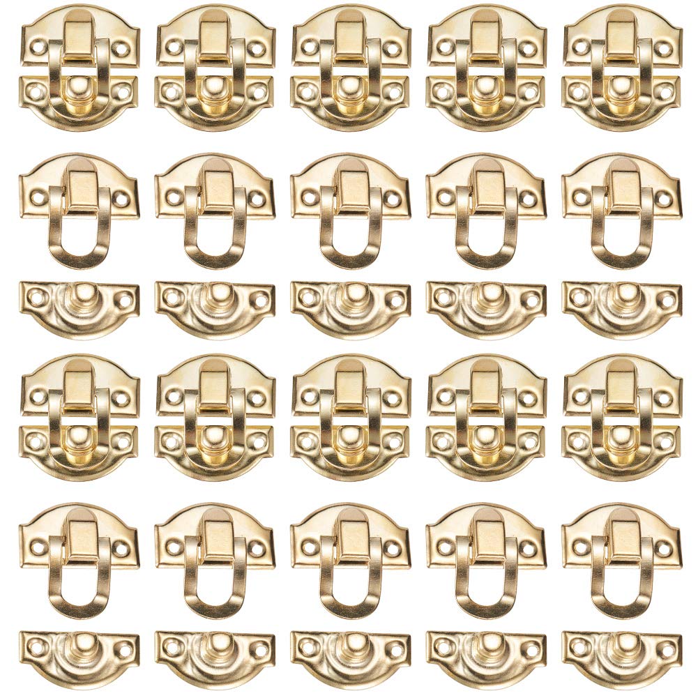 INCREWAY 20 Pack 29mmx26mm Box Latch Set,Drawer Cabinet Jewelry Wooden Case Box Hasp Latch Hasp,Gold