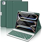 FUWANG Keyboard Case for iPad Pro 13 inch (M5/M4) 2025/2024, Magnetic Detachable Colorful Keys for iPad Pro 13 inch Case with Keyboard, Folio Case for iPad pro 13'' M5/M4 with Pencil Holder - Green