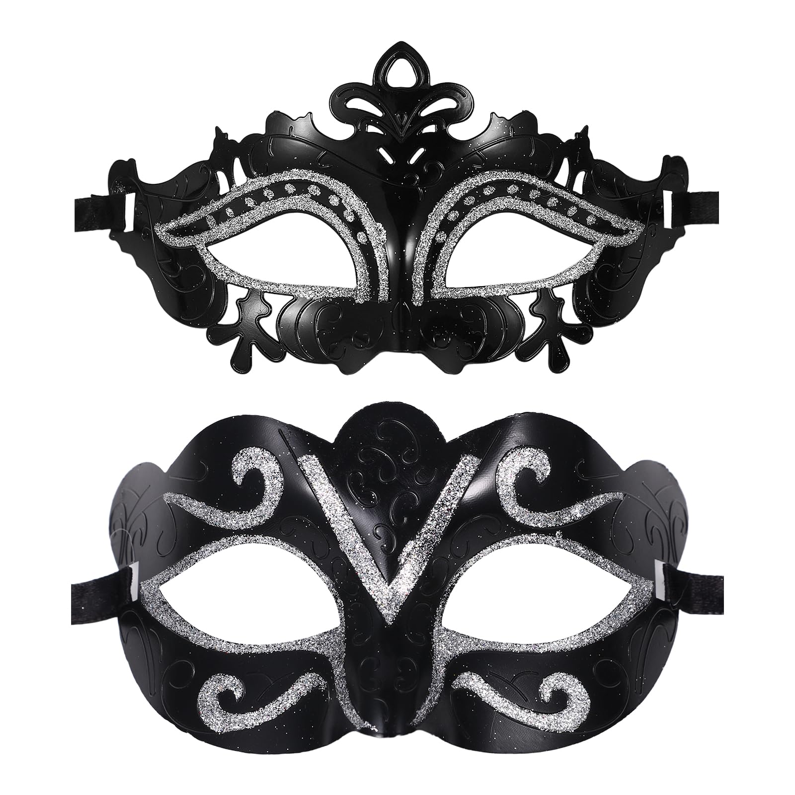 Oidea Masquerade Mask for Couples: Ultra-Thin Glittery Carnival Venetian Mask Halloween Mardi Gras Costume Mascarade Ball Party Masks for Women and Men Black