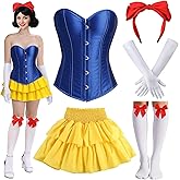 JaGely 5 Pcs Princess Fairy Costume for Women Corset Tops Skirt Headband Gloves Socks Adult Dress Carnival Role Play Party