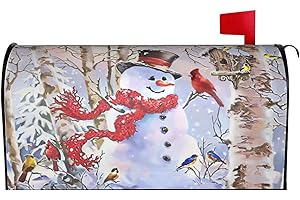 SWEETSHOW Winter Cardinals Mailbox Covers Magnetic Standard Size 18" X 21" Christmas Snowman Mailbox Cover Mailbox Wraps Mailbox Decals Post Letter Box Cover for Holiday Garden Yard Decor