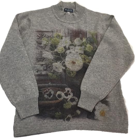 Amazon カシミヤ ピュア カシミヤ 100 セーター レディース ニット グレー 花柄 アート Mサイズ セーター 通販