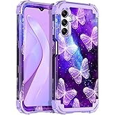 Casetego Compatible with Galaxy A16 5G Case,Glow in The Dark Three Layer Heavy Duty Sturdy Shockproof Full Body Protection Rugged Hard PC+Soft TPU Bumper Case for Samsung Galaxy A16,Butterfly