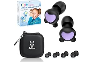 SOFTVOX Kids Earplugs (5-12 yrs) – Reusable Small Ear Plugs for Airplane, Focus, Concerts, Socializing, Sports, Travel, Noise Sensitivity - 8 Ear Tips in XS/S/M/L, 26dB Noise Cancelling