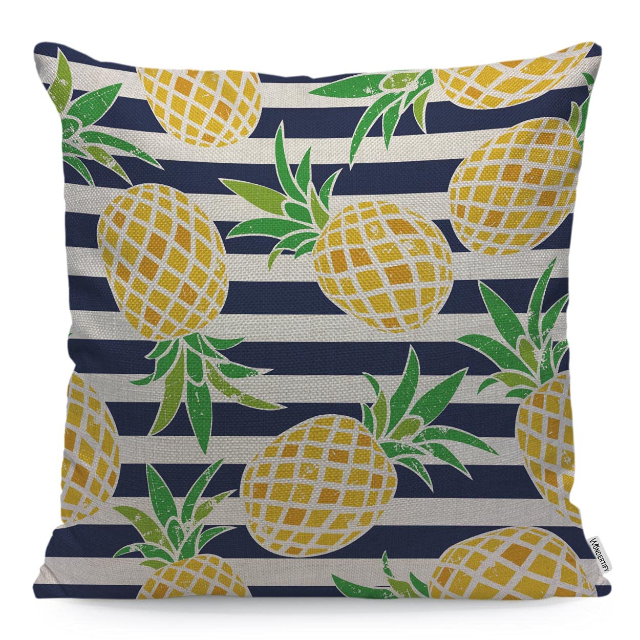 WONDERTIFY Pineapple Cushion Cover Summer Beach Pineapple Stripes Decorative Throw Pillow Covers, Sofa Pillow Case Blue Yellow Green 45X45 Cm