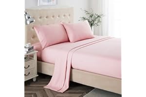 Lanest Housing Twin XL Sheet Sets, 2400 Thread Count Soft Deep Pocket Microfiber Sheets, College Dorm Sheets, 3 Pieces Pink Bedding Sheets & Pillowcases