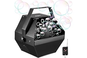 Theefun Bubble Machine: Remote Control 750ML Metal Bubble Blower Machine with High Output, Plug-in Automatic Bubble Maker Bubble Toys for Parties Wedding Birthday Indoor Outdoor Use with AC Adapter