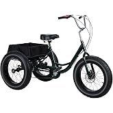 Tacarlha Adult Tricycle with Fat Tire, 7-Speed &amp; Dual Brakes,20x4 Fat Tires, 450lbs Capacity, Rear Basket Included. Smooth Cruiser for Commuting, Beach, or Daily Errands.