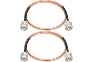 MOOKEERF RG316 CB Coax Cable 4ft,2 Pack UHF PL259 Male to Male CB Antenna Cable 50 Ohm for HAM Radio,Antenna Analyzer,Dummy Load,SWR Meter