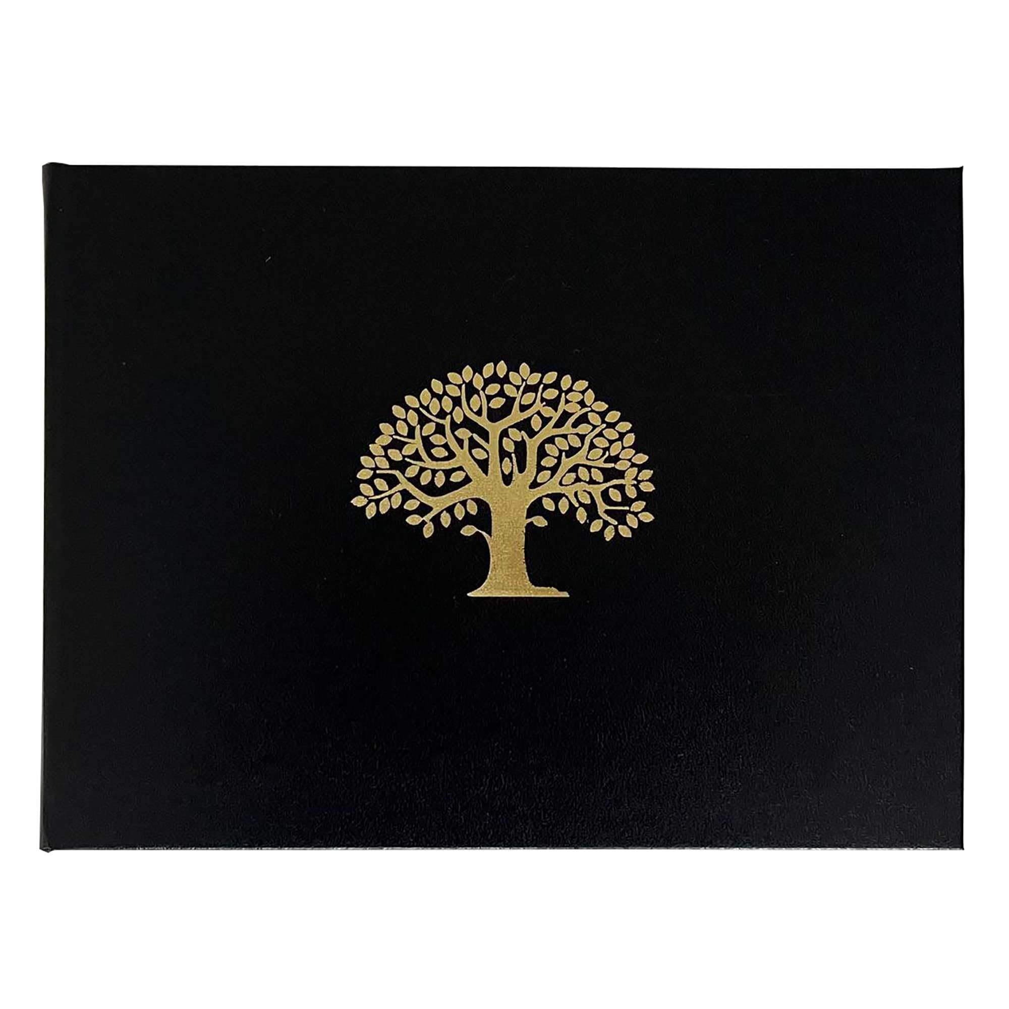 Esposti Tree of Life Condolence Book, Guest Book, Memory Book for Funeral, Book of Condolences, Pocket to store condolences Card, Black Hardback Cover, 96 Lined Pages, 218x160mm