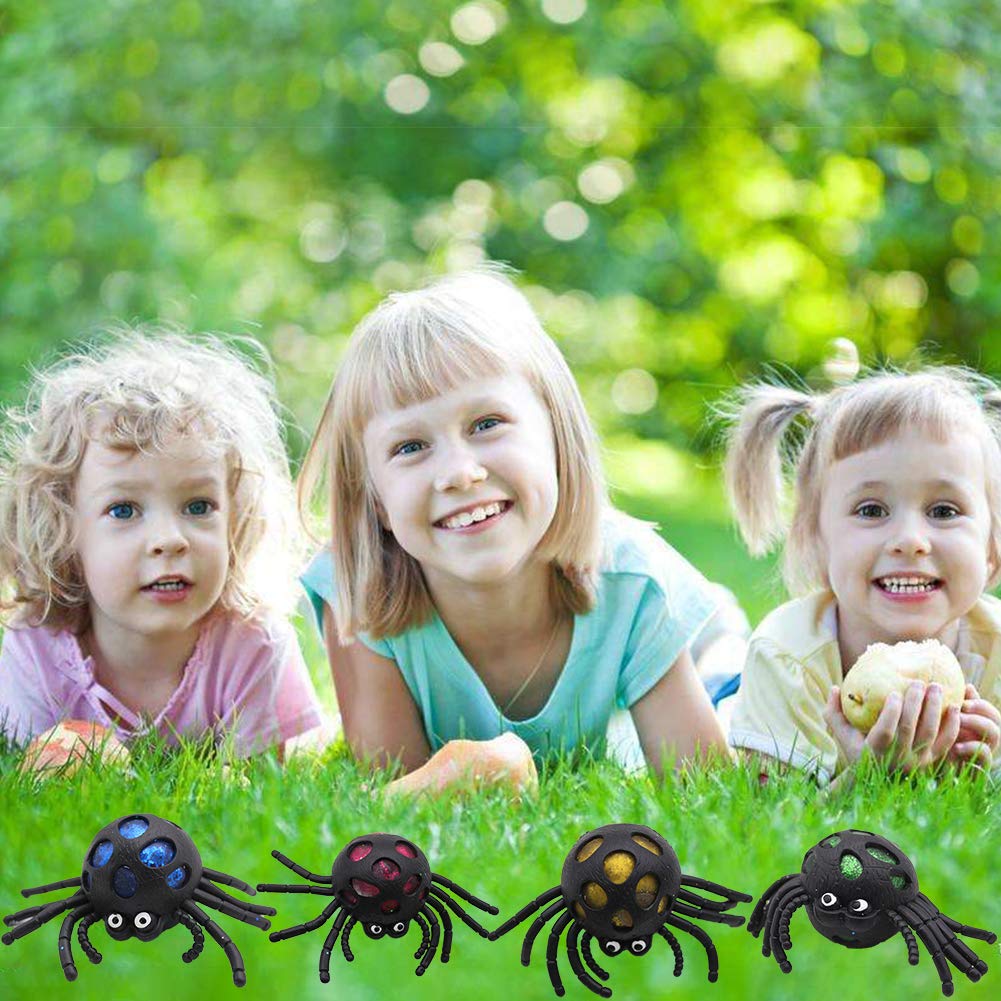 POPLAY Squishy Ball/Vent Toys/Slime Stress Ball/Anti Stress Toys,Spider Ball,4 PCS