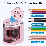 tenwin Electric Pencil Sharpener Double Hole 6-12mm Battery Operated Pink view 2