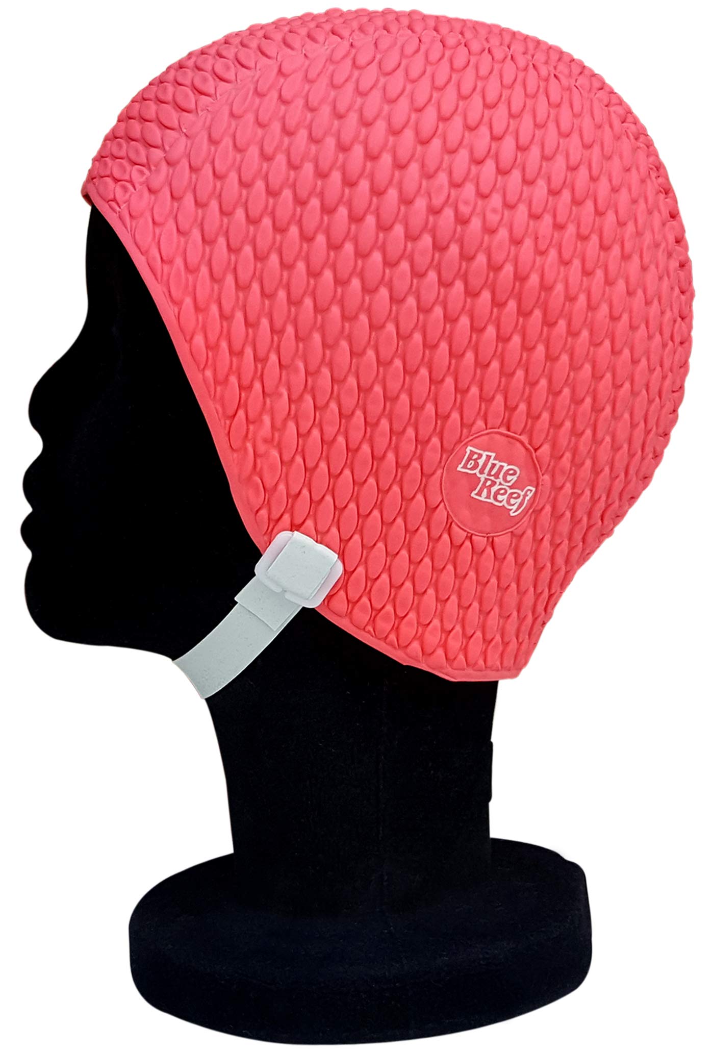 Blue Reef Bubble Pimple Effect Single Solid Colour Ladies Classic Retro Swimming Hat Swim Cap One Size Average Adults With Adjustable Strap (Hot Pink)