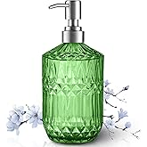 Kaishun 13 Oz Refillable Soap Dispenser, Glass Soap Dispenser for Dispense Hand Soap, Dish Soap, Lotion (Green)