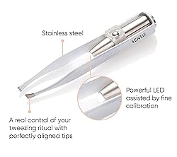 Slant Tip Lighted Tweezers for Eyebrows