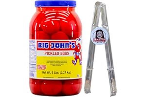 Big John's Pickled Eggs 5 lbs. with Sophley Tong - Family Size Jar of Tangy Delights