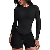 AVGO Workout Shirts for Women Slim Fit Long Sleeve Crop Tops Gym Shirt Running Breathable Athletic Clothes