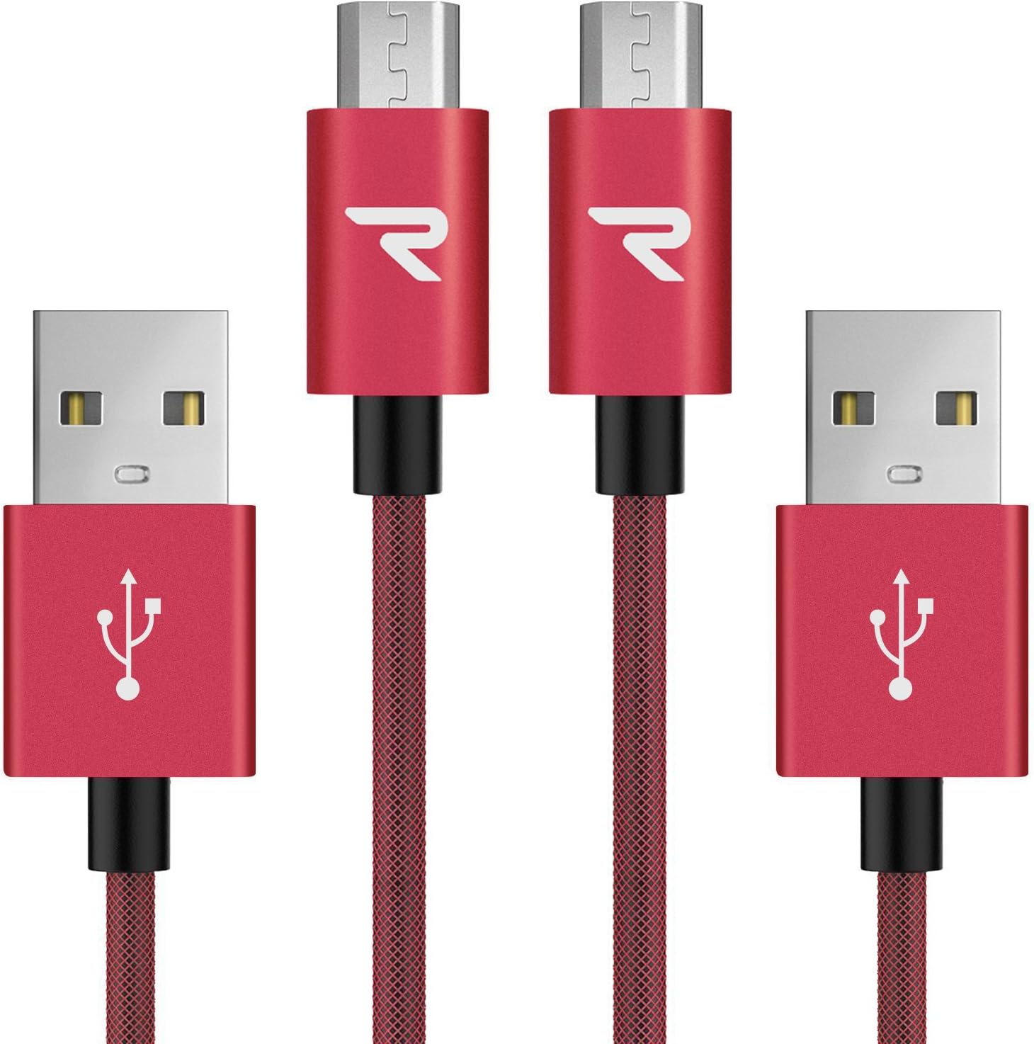 RAMPOW Micro USB Cable [3.3ft, 2-Pack]-2.4A High Speed Android Charging Cable-Compatible with S9/S7/S6, Sony, HTC, Motorola, Kindle, LG and More-Red