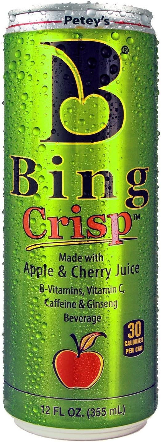 8 Pack - Petey's Bing Crisp - Apple & Cherry - 12oz.+ Energy Drink Outlet Sticker