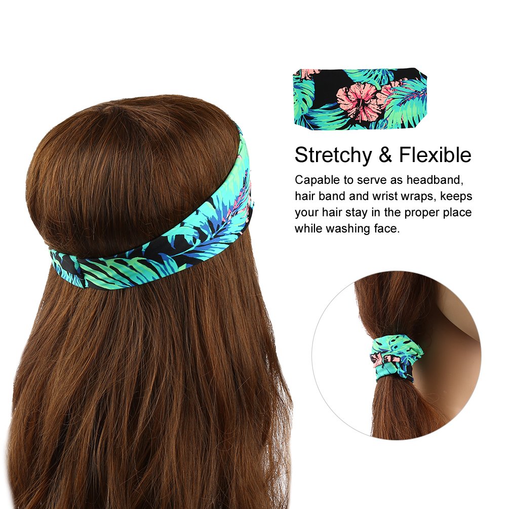 VBIGER Femme Bandeaux Elastique Cheveux Serre-tête absorbant l\'humidité Yoga Bandeau de Maquillage de sport avec une motif géométrique,6Pc
