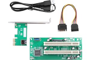 ELFJMZP PCIe 1X to Dual Pci Slot Expansion Card PCI-Express 1X Male to PCI Female Adapter for Sound Cards, Network Cards, Fax