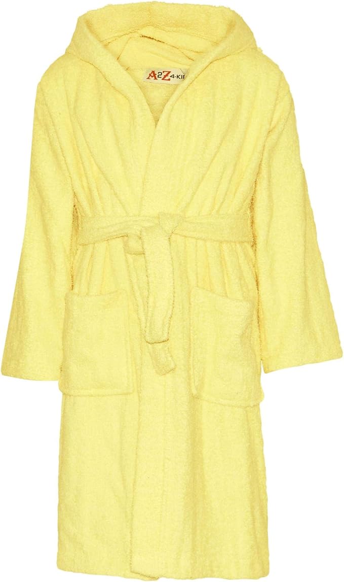 A2z 4 Kids Kinder Madchen Jungen Handtuch Bademantel Lemon 100 Baumwolle Mit Kapuze Terry Frotteestoff Bademantel Loungewear Alter 2 13 Jahre Amazon De Bekleidung
