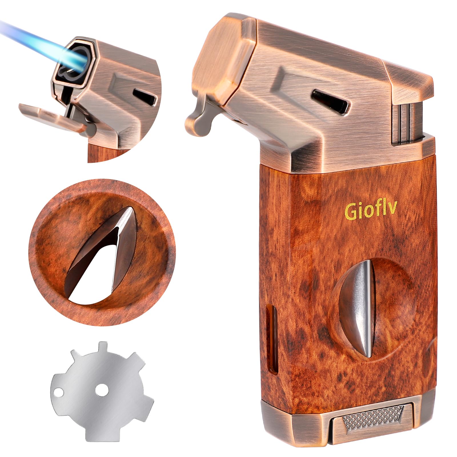 Photo 1 of Gioflv Torch Lighter,Triple Jet Flame Torch Lighter - Windproof Butane Refillable Torch Lighter for All Your Lighting Needs?Without Butane?