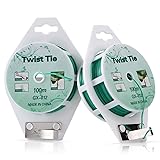 2 Reels 328 Feet (100m) Twist Tie, Green Coated
