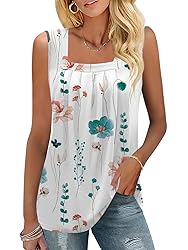 KTILG Summer Tank Tops for Women Floral Square Neck