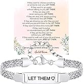 DIOWUS Let them Cuban Bracelet For Women, Self Worth Motivational Stainless Steel Engraving Bracelets Inspirational Chain Friendship Gift Jewelry